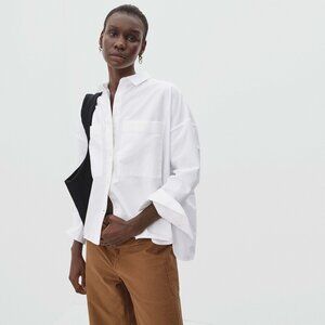 Everlane The Boxy Oxford Shirt White Organic Cotton Size S
